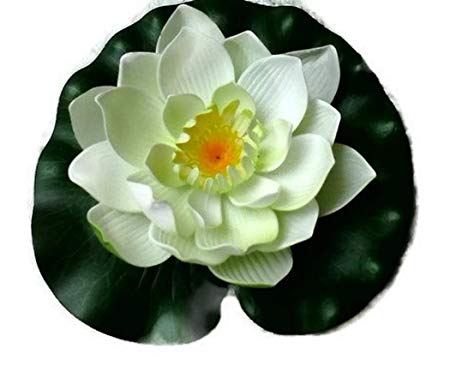 Floating Pond Decor Water Lily / Lotus Foam Flower, White 6 Pcs