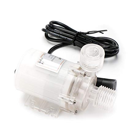 EnPoint Ultra Quiet Crystal Micro Pump Brushless Motor DC 12V 3M Head 8LPM 2.1GPM 130℃ Max Temp Amphibious Use Discharge Transparent Mini Body for Hot Water Circulation Solar Collector