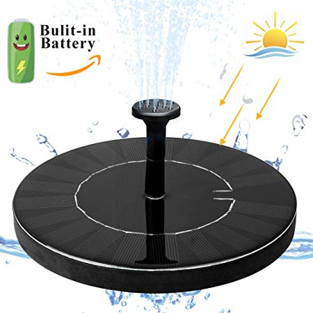 jerayley Solar Fountain Pump, 1.5W Upgraded Solar Water Fountain Panel Kit with Battery Backup for Bird Bath Pond, Pool and Garden Lawn Fish Tank, 2 years warranty