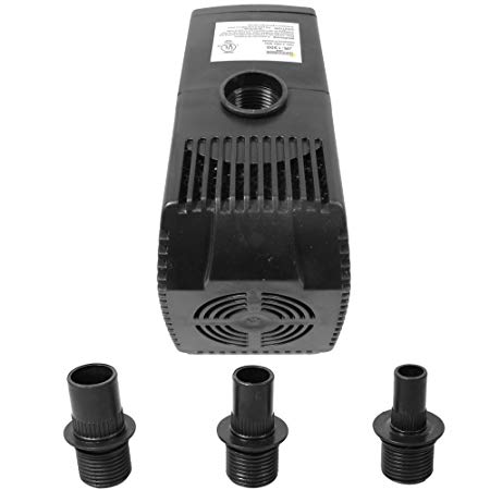 Sunnydaze 350 GPH Submersible Water Pump with Filter and 3 Nozzles, 120 Volts, 6-Foot Power Cord, Use in Ponds, Hydroponics, Statuary or Aquaponics
