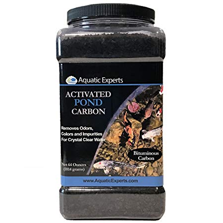 Aquatic Experts Activated Koi Pond Filter Carbon Charcoal - Remove odors and discoloration with 64 ounce bulk container for Outdoor Water Gardens by USA