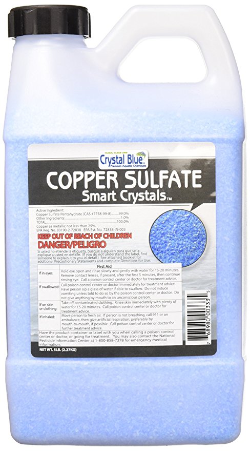 Crystal Blue Copper Sulfate Algaecide - Aquatic Grade Granular Pond Algae Control - 5 lbs