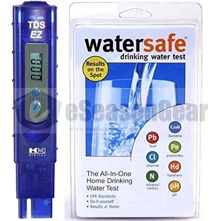 TDS-EZ + WS-425B, HM Digital ppm Tester + Watersafe City Home Tap Drinking Water Test Kit, Bacteria, Lead, Pesticide, Nitrate / Nitrite, pH, Hardness, Chlorine